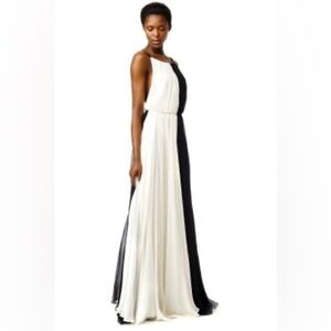 Milly Black and White Halter Panel Maxi Dress